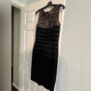 Tadashi Black velvet/ lace dress/ from Saks